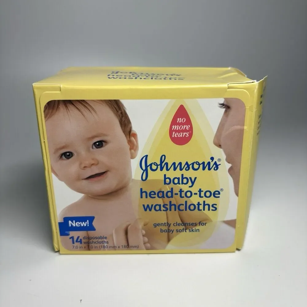 Johnson's Baby Head-to-Toe Disposable Washcloths Opened DRY 2012 Vintage